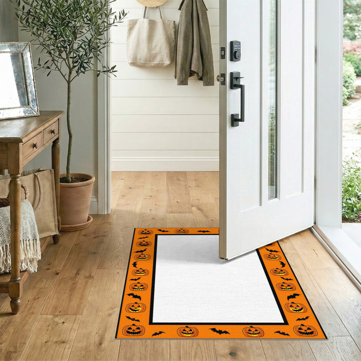 Halloween Pumpkin and Bat Orange Area Rug
