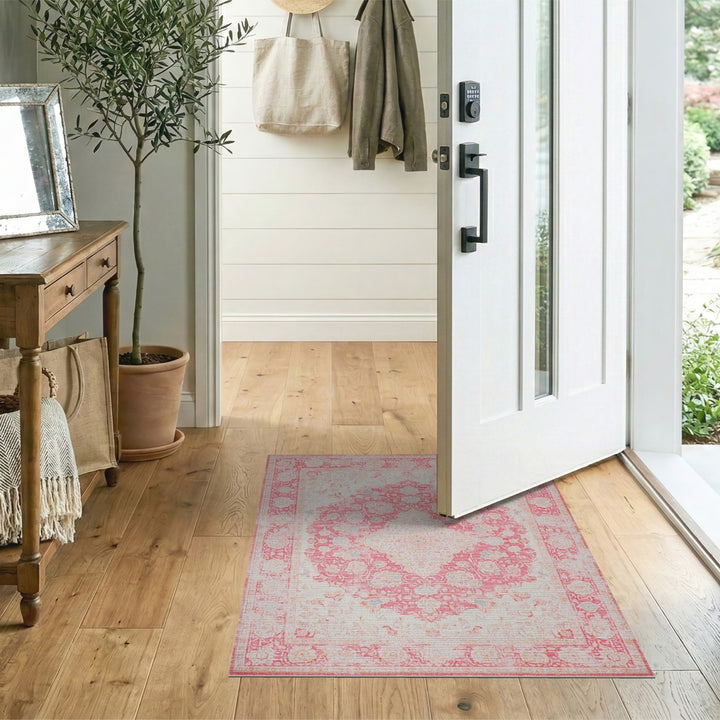 Pink Floral Vintage Area Rug