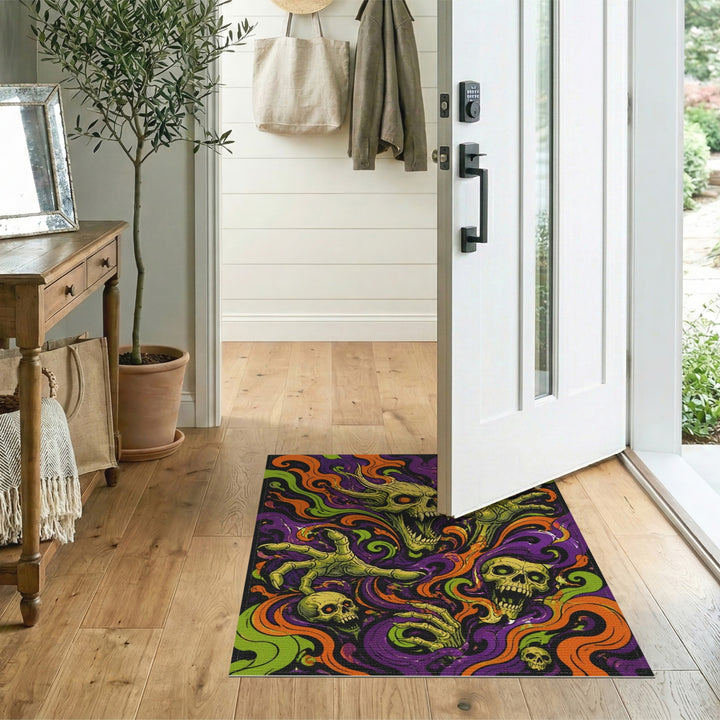 Multi-color and Patterns Psychedelic Skull Swirl Area Rug