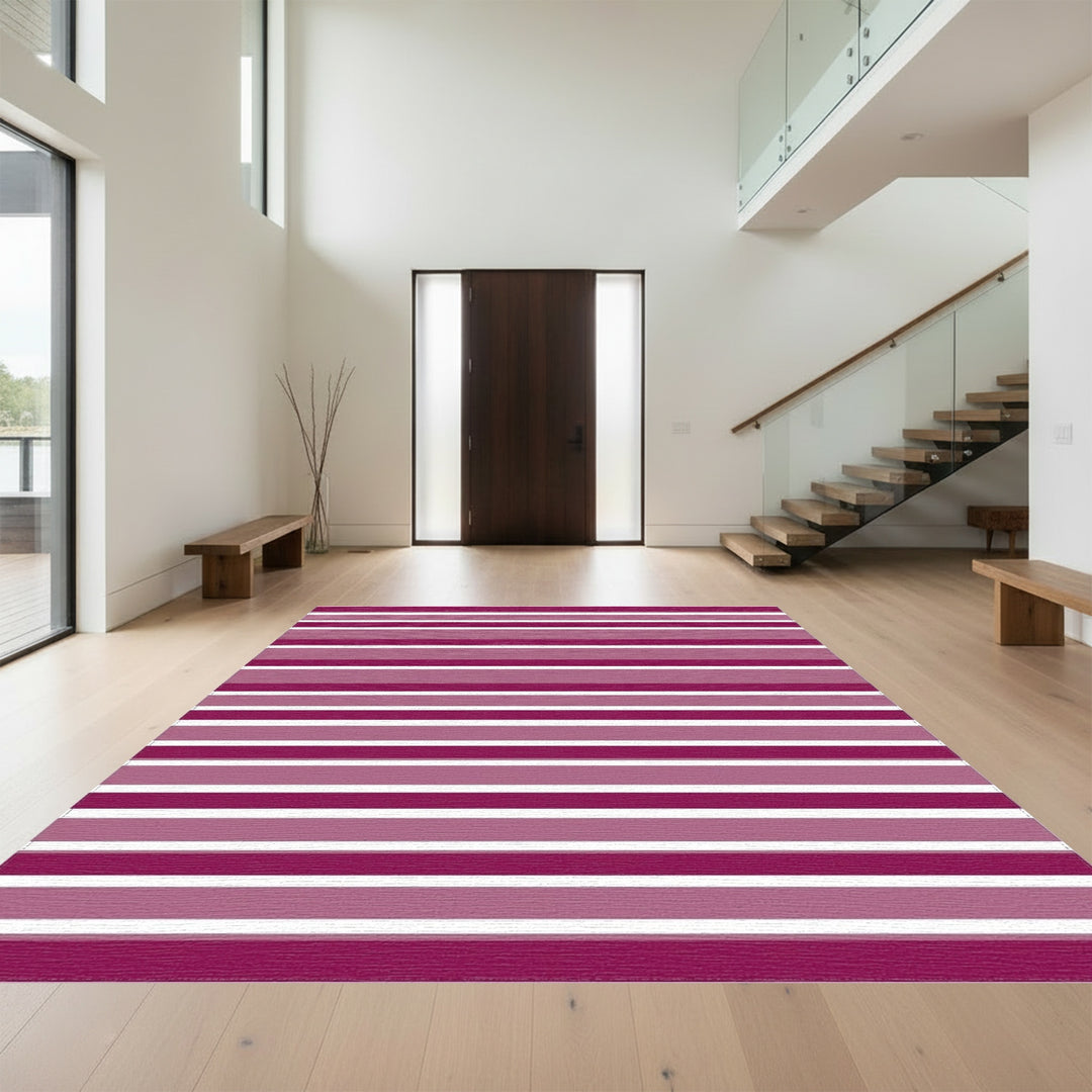 Crimson Pink Gradient Stripe Rug