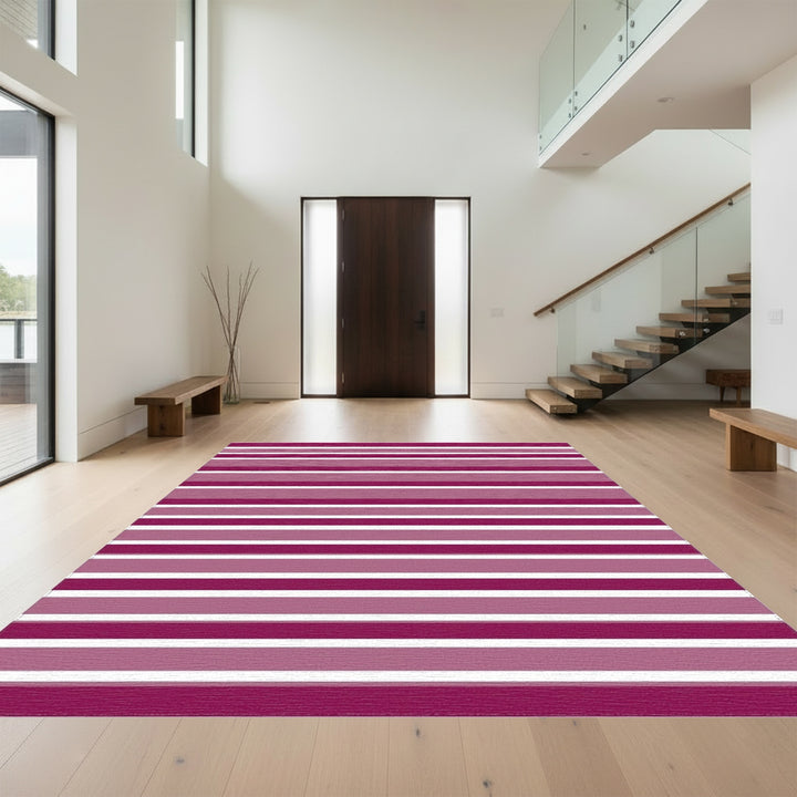 Crimson Pink Gradient Stripe Rug