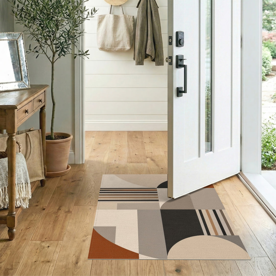 Geometric Modern Brown Tan Brown and Tan Area Rug