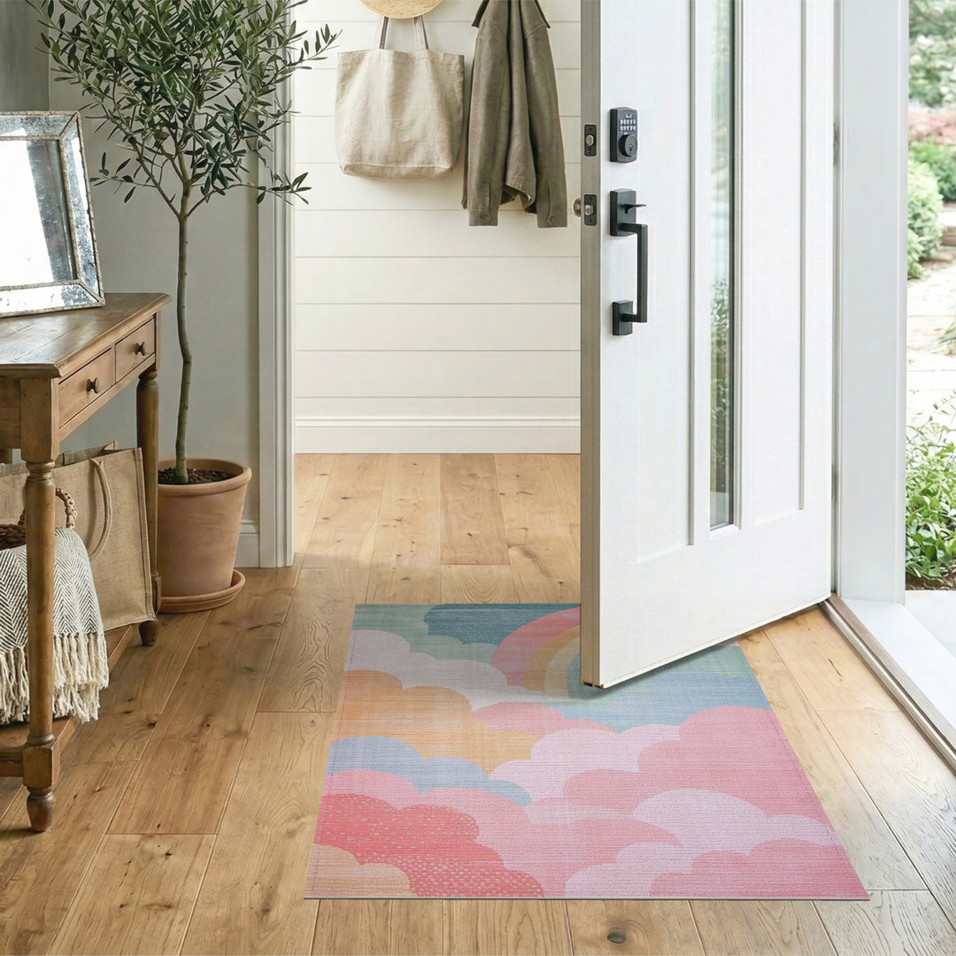Multi-color and Patterns Rainbow Clouds Kids Area Rug