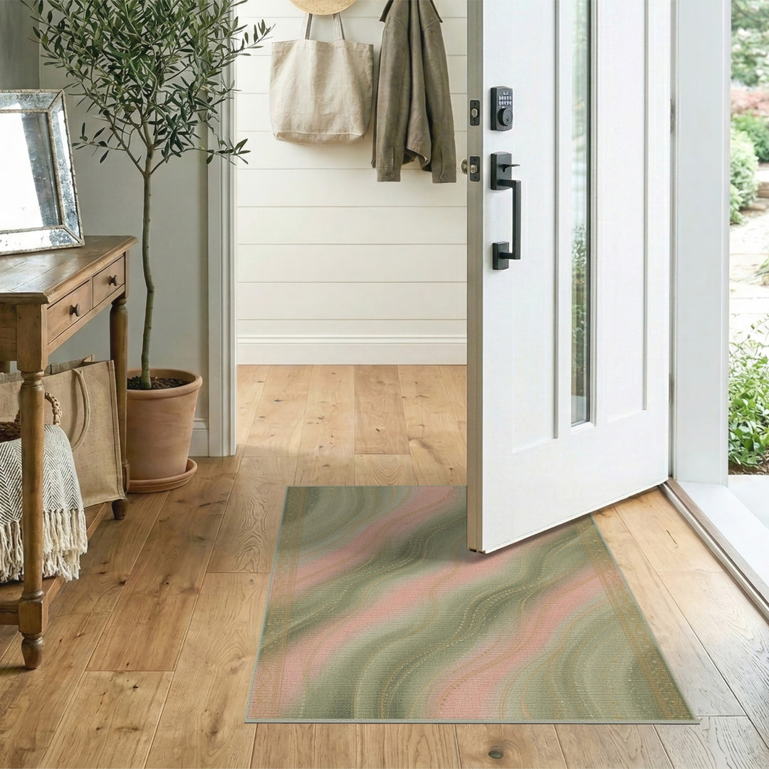 Pink Sage Wave Abstract Area Rug