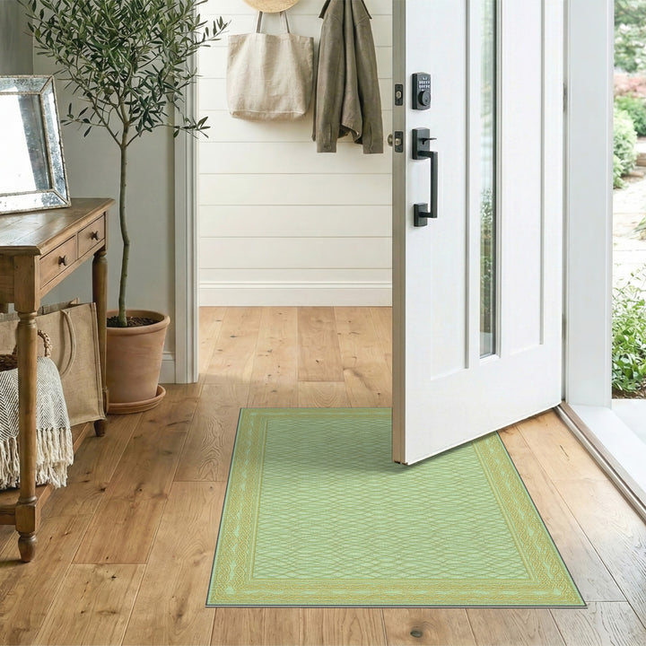 Mint Green Wave Pattern Persian Rug