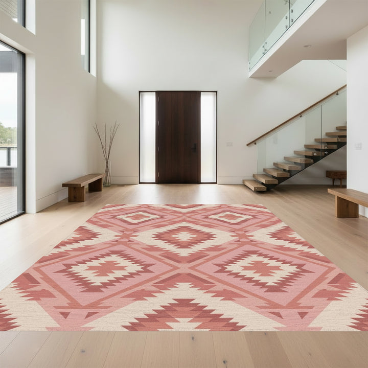 Rustic Rose Diamond Navajo Rug