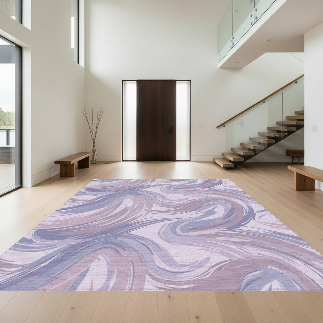 Soft Lavender Brushstroke Swirl Rug