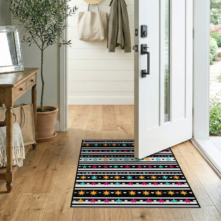 Vibrant Stars Hearts Kids Area Rug