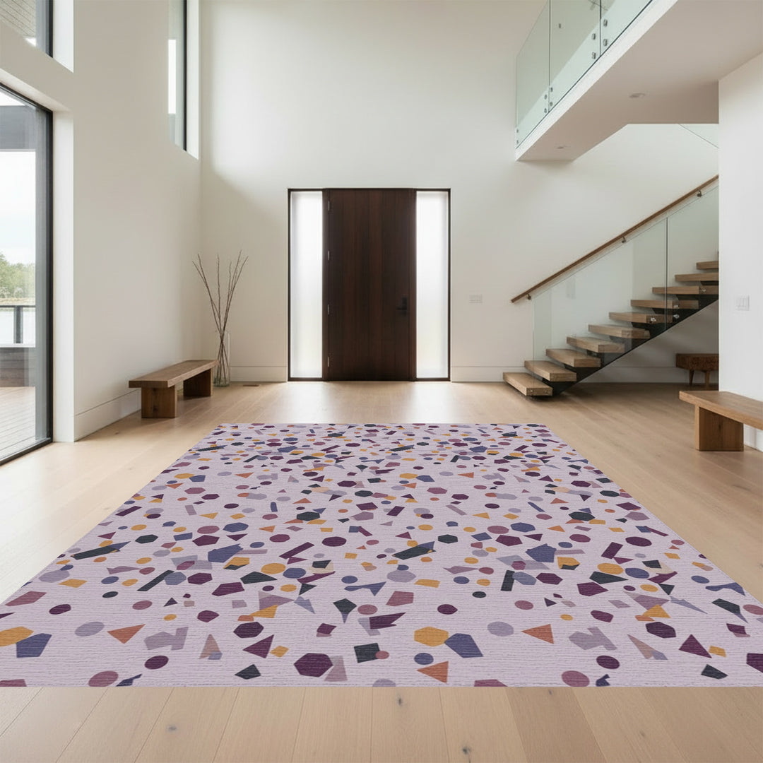 Muted Geometric Shapes Confetti Rug