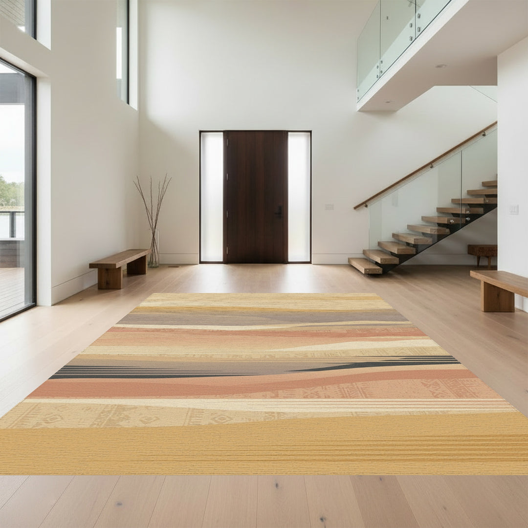 Earthy Desert Landscape Woven Stripes Rug