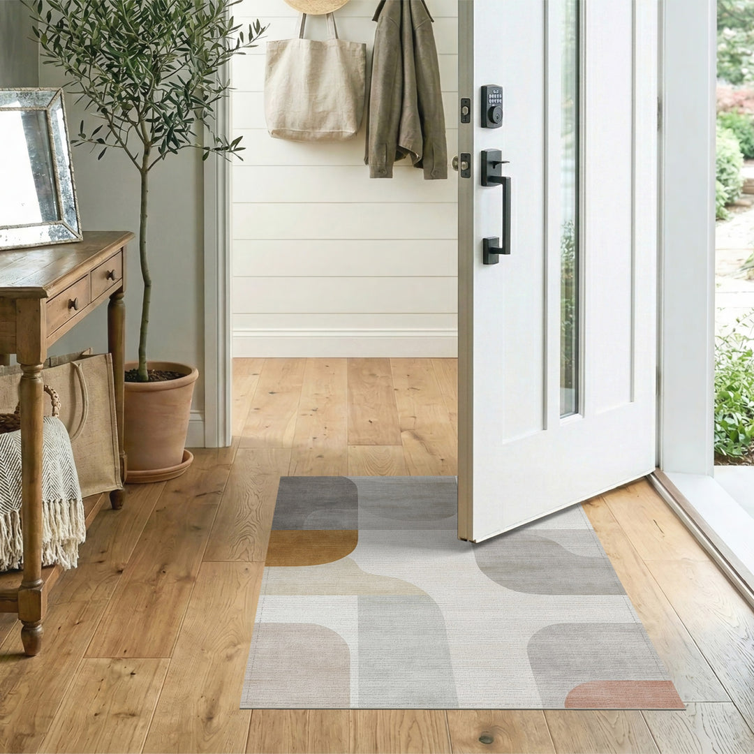 Neutral Geometric Abstract Geometric Modern Area Rug