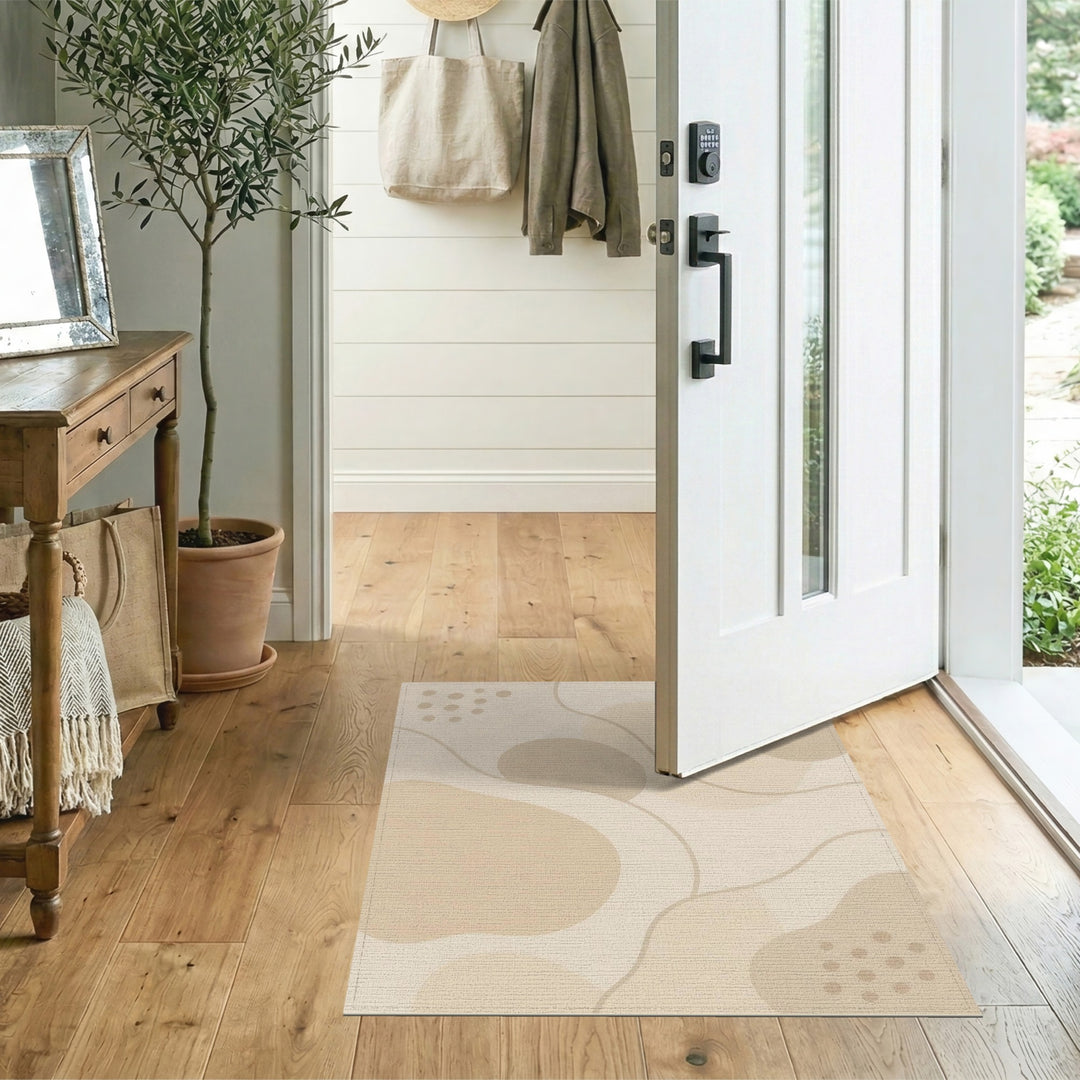 Beige and Neutral Abstract Area Beige Abstract Organic Area Rug