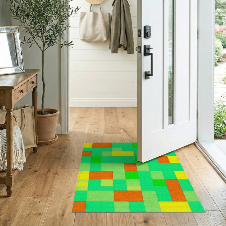 Multi-Color Geometric Green Area Rug