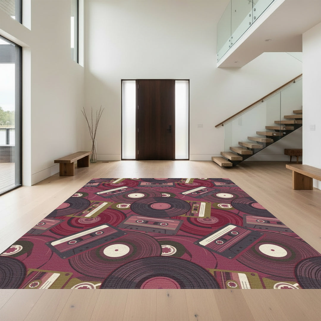 Vibrant Retro Cassette Vinyl Rug