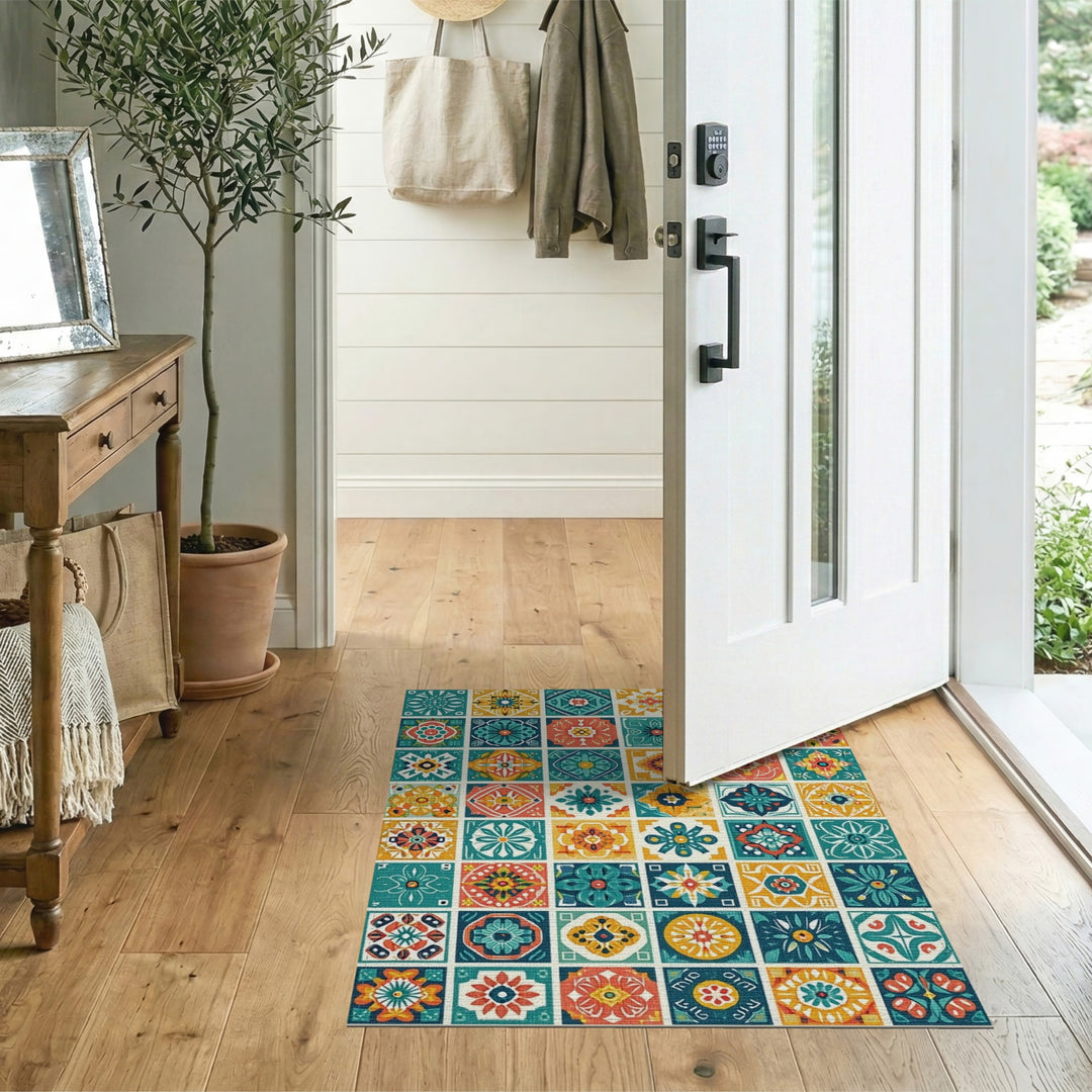 Multi-color and Patterns Vibrant Geometric Tile Area Rug