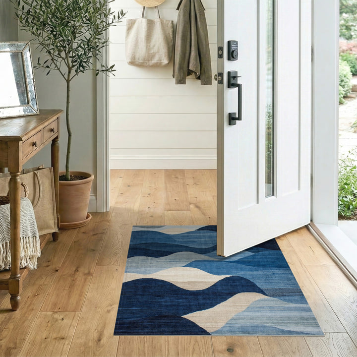 Abstract Area Wave Blue Abstract Wave Area Rug