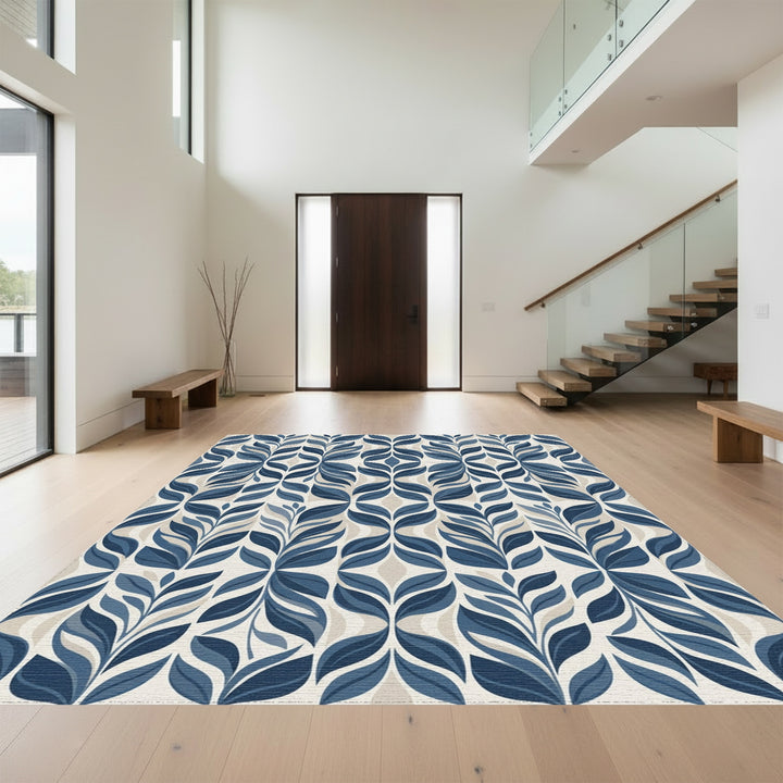Classic Blue Leaf Archway Rug