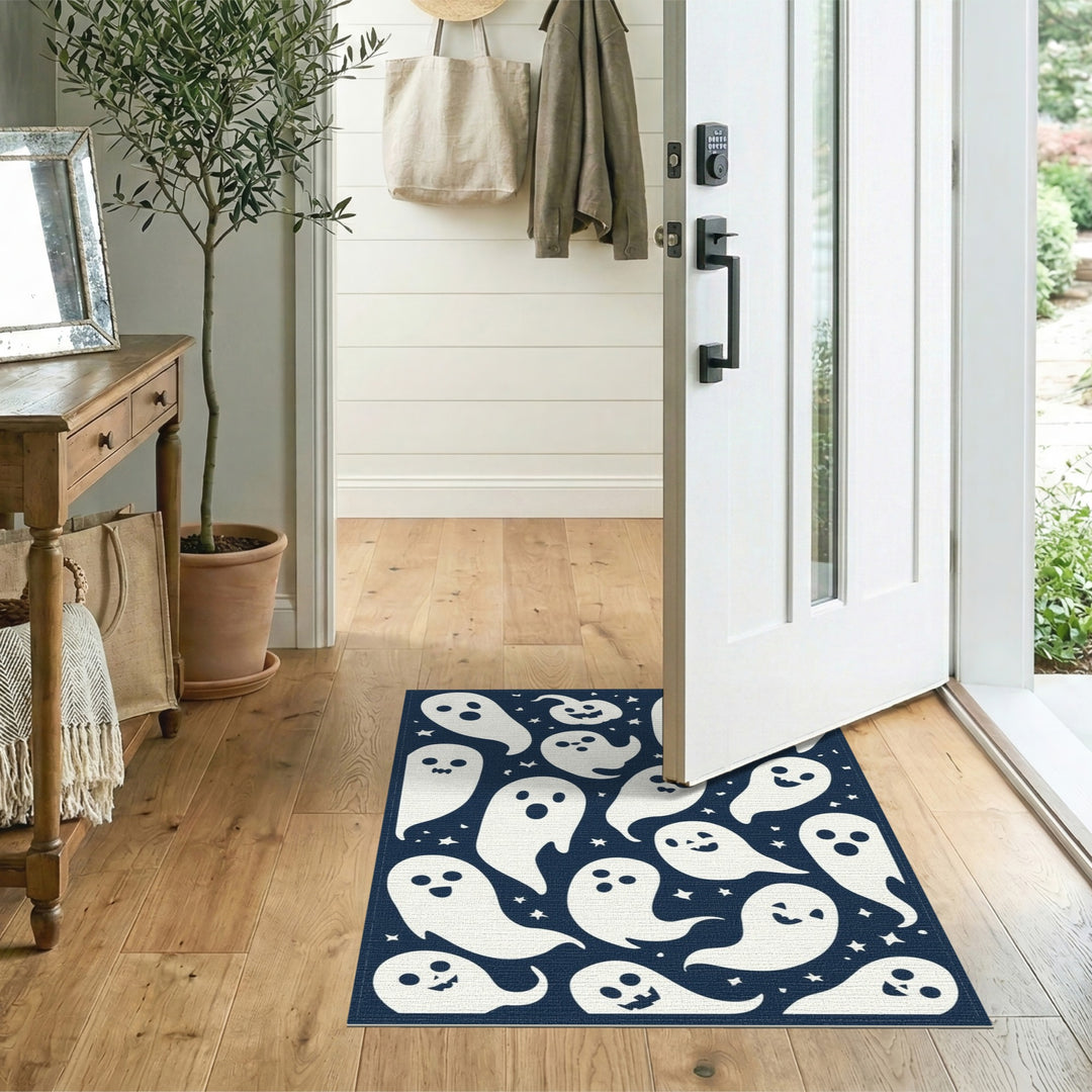 Cute Ghost Friends Blue Kids Area Rug