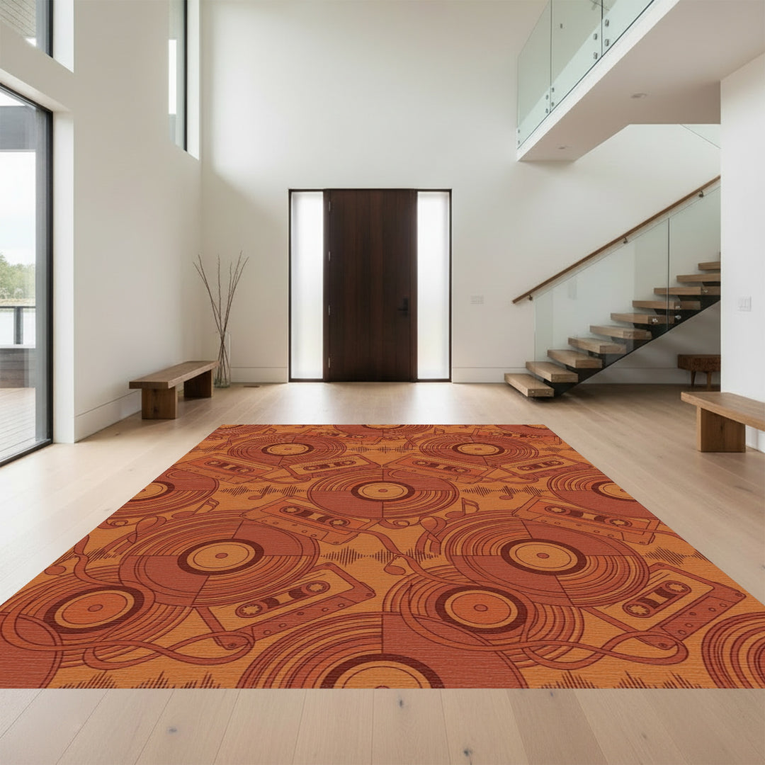 Retro Cassette Tape Vinyl Record Rug