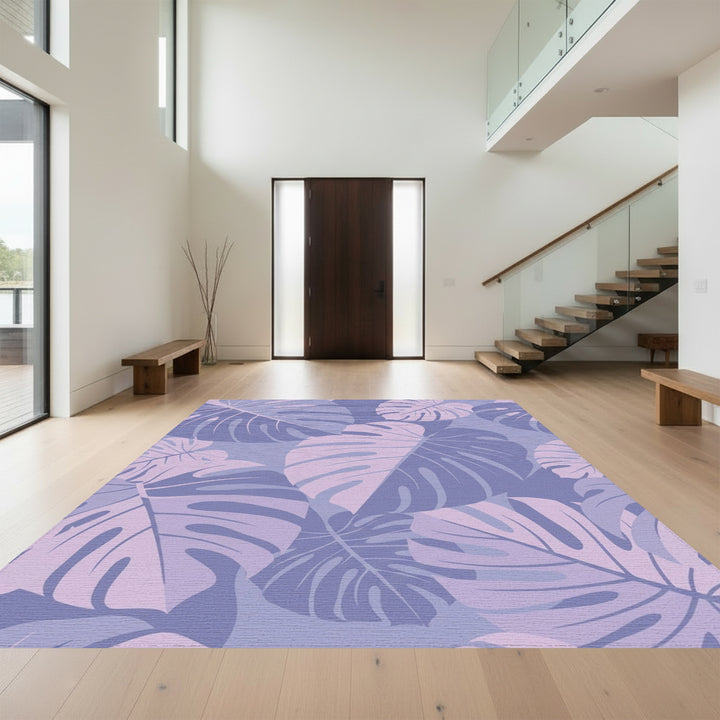 Lavender Monstera Leafy Blanket Rug