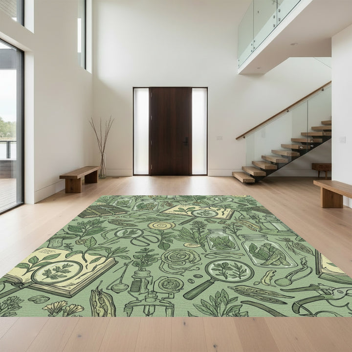 Botanical Field Study Illustration Rug