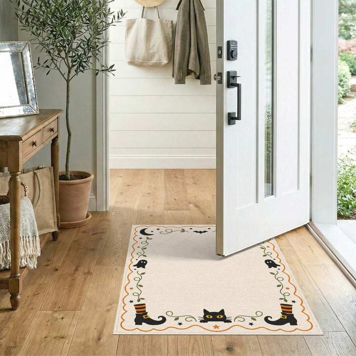 Halloween Black Cat Pumpkin Kids Rug