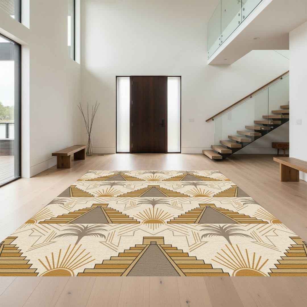 Terracotta Pyramid Sun Palm Landscape Rug