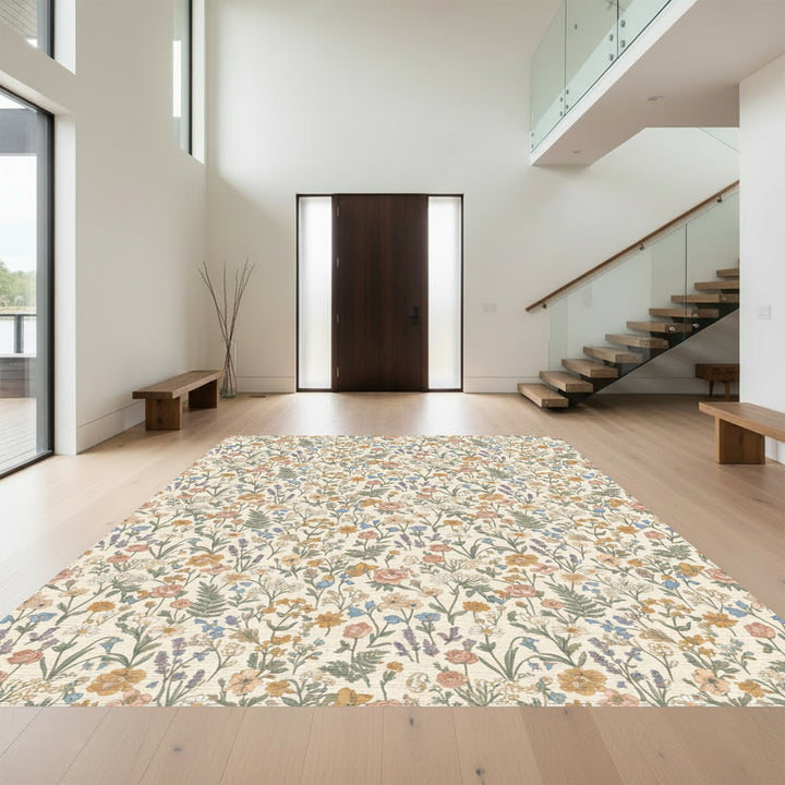 Vintage Floral Garden Medallion Rug
