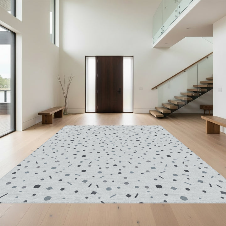 Subtle Gray Geometric Confetti Scatter Rug