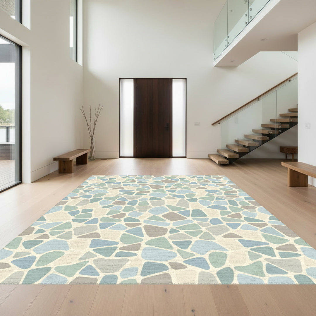 Coastal Terracotta Irregular Stone Collage Rug
