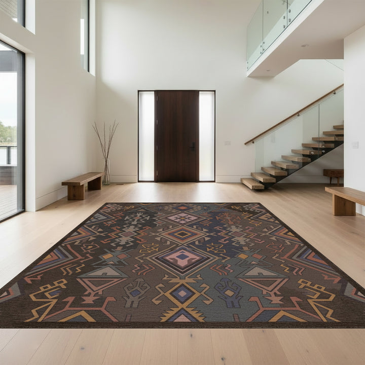 Earthy Geometric Tribal Diamond Rug