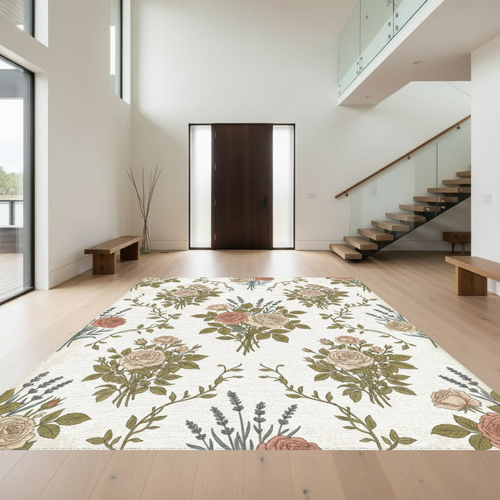 Vintage Rose Lavender Bouquet Rug