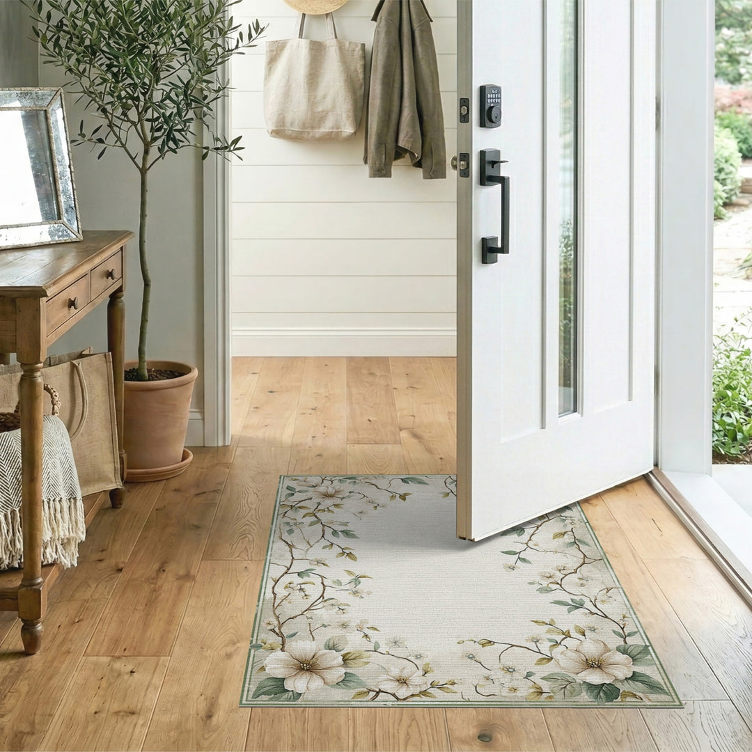 Vintage Floral Beige Area Rug