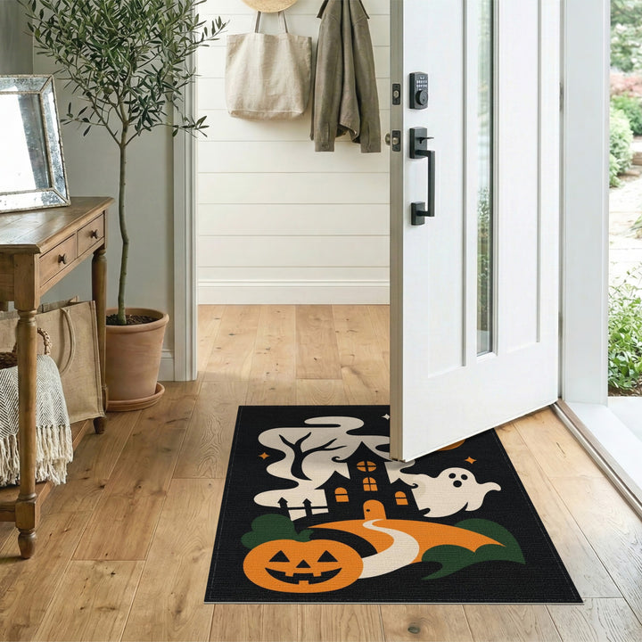 Multi-color and Patterns Haunted House Halloween Area Rug