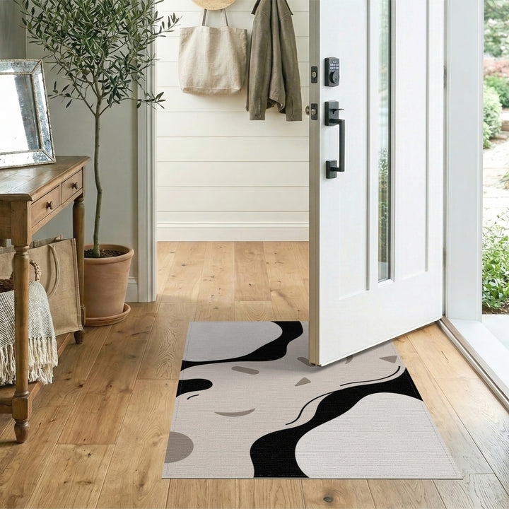 Beige Black Abstract Area Rug