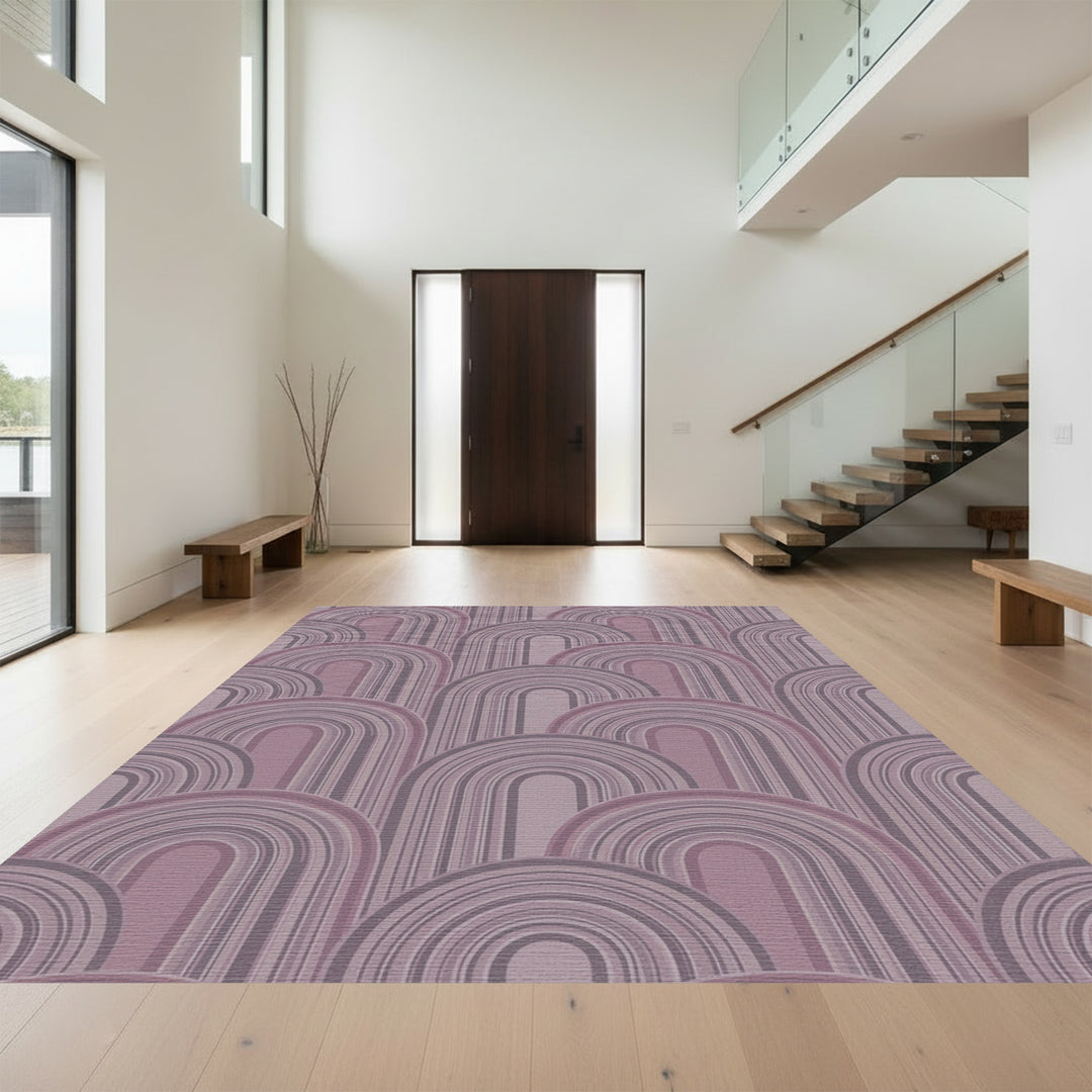 Plum Abstract Rainbow Arch Repeat Rug