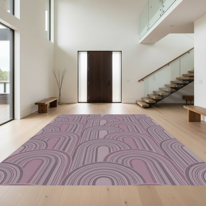 Plum Abstract Rainbow Arch Repeat Rug