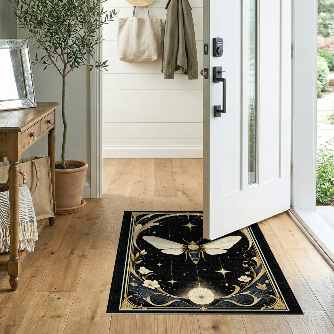 Golden Moth Celestial Area Rug