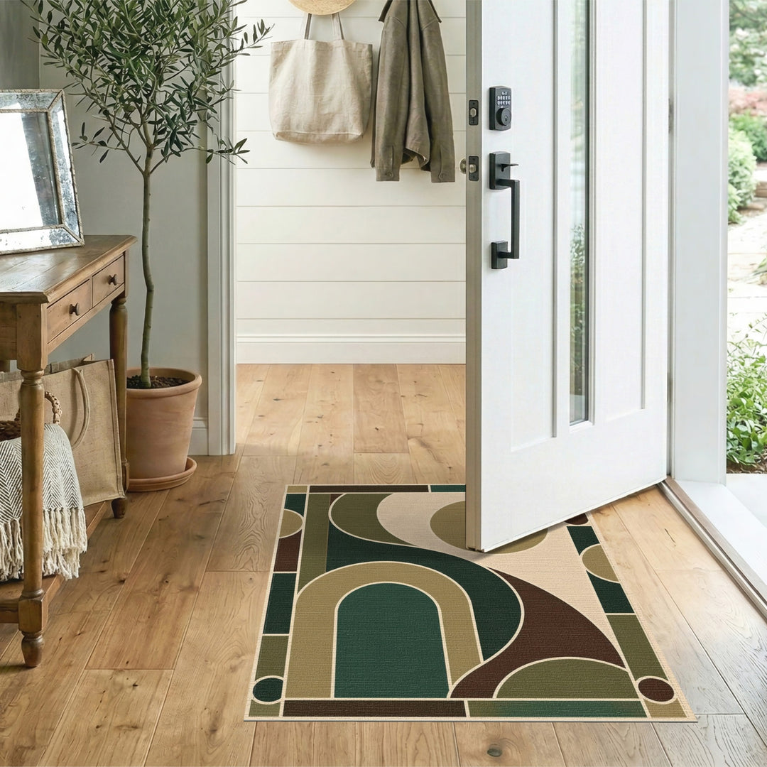 Green Geometric Arch Area Rug