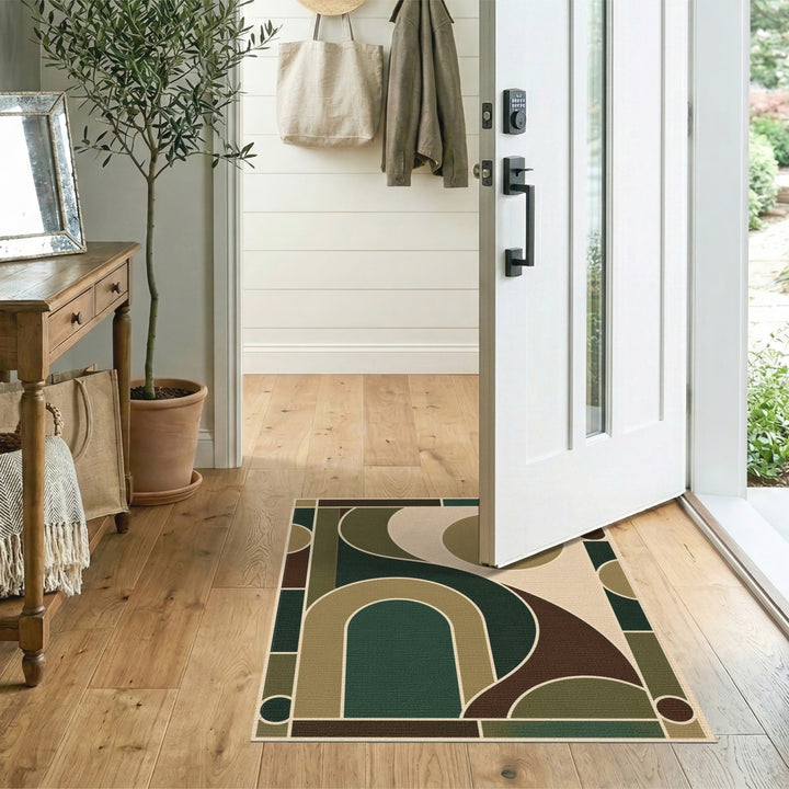 Green Geometric Arch Area Rug