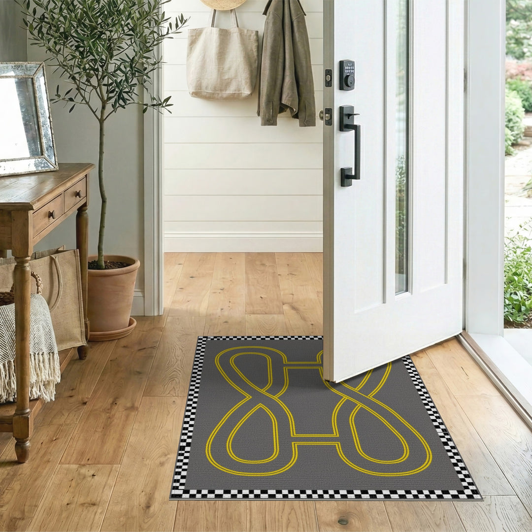 Grey Geometric Loop Area Rug