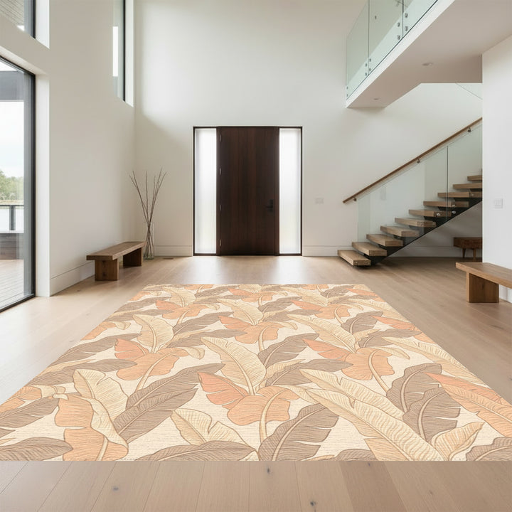 Ornate Tropical Banana Leaf Arrangement Rug
