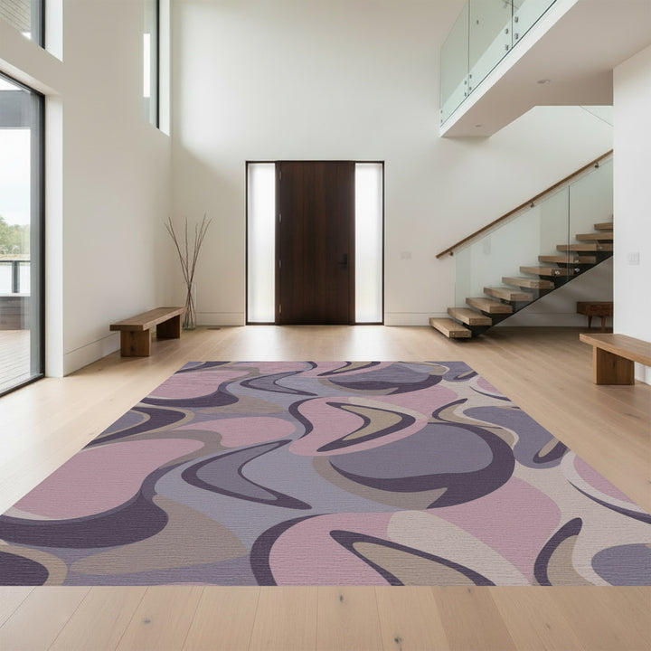 Soft Amethyst Abstract Swirl Rug