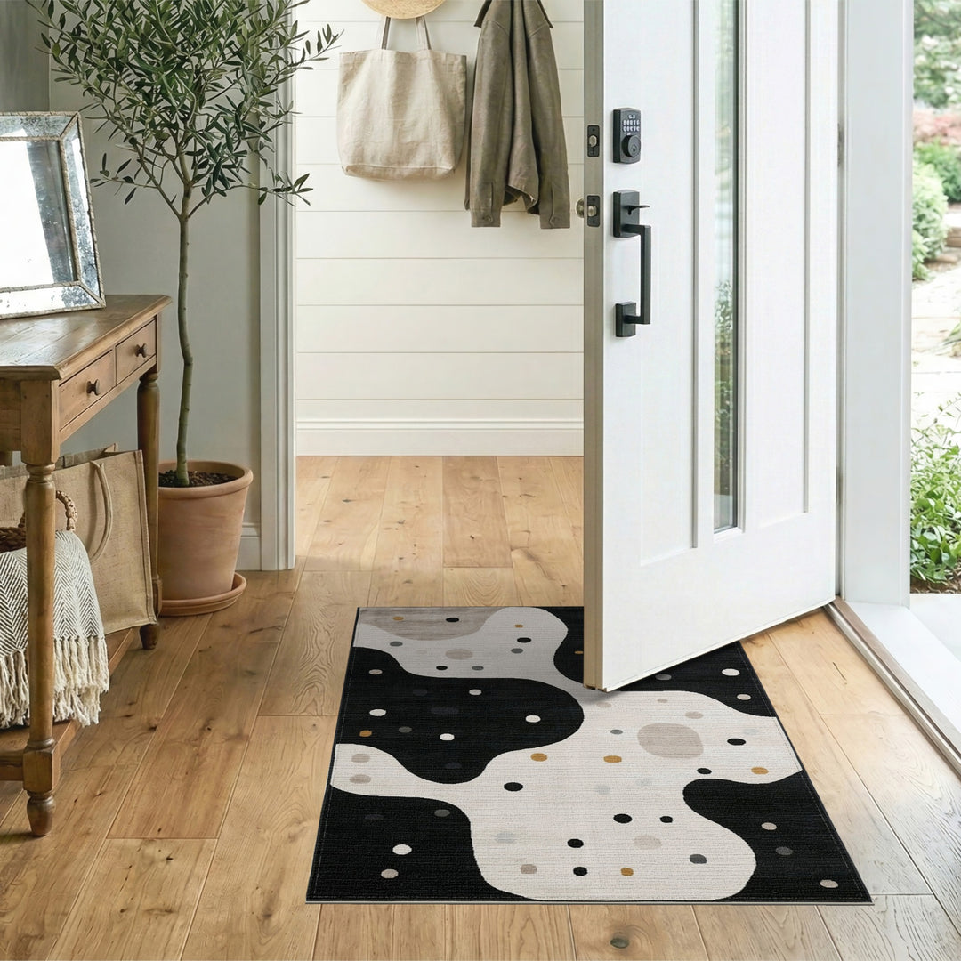 Black and White Abstract Black White Area Rug