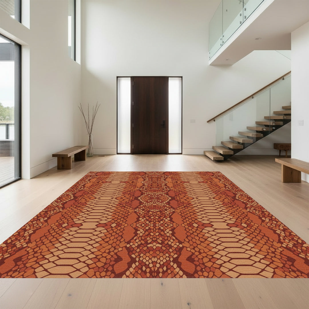 Terracotta Snake Scale Imprint Rug