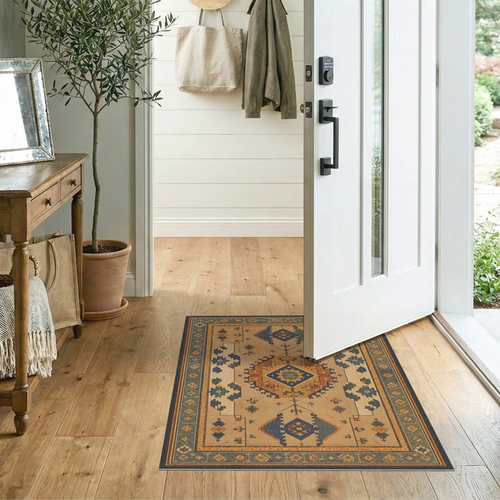 Beige and Neutral Southwestern Beige Geometric Area Rug