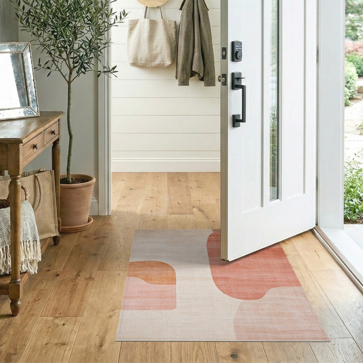 Abstract Beige Coral Area Rug