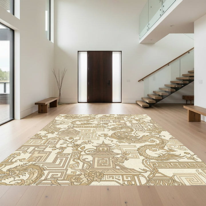 Golden Dragon Pagoda Maze Rug
