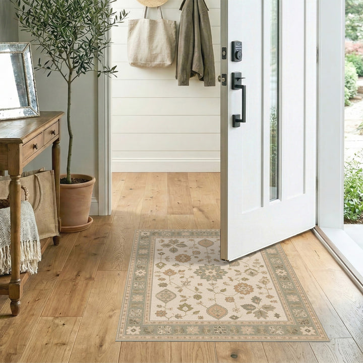 Beige Floral Vintage Medallion Area Rug