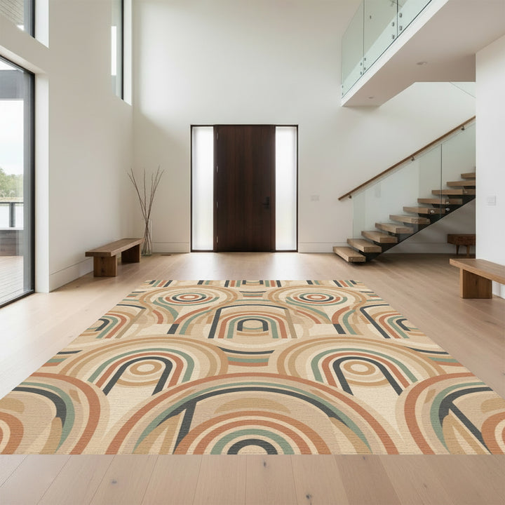 Retro Earth Tones Arch Rainbow Rug